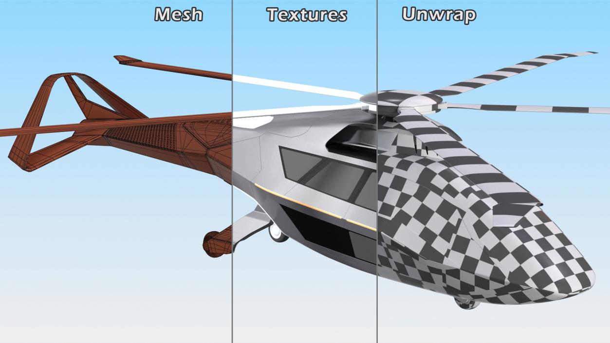 3D model Futuristic Helicopter Concept Simple Interior