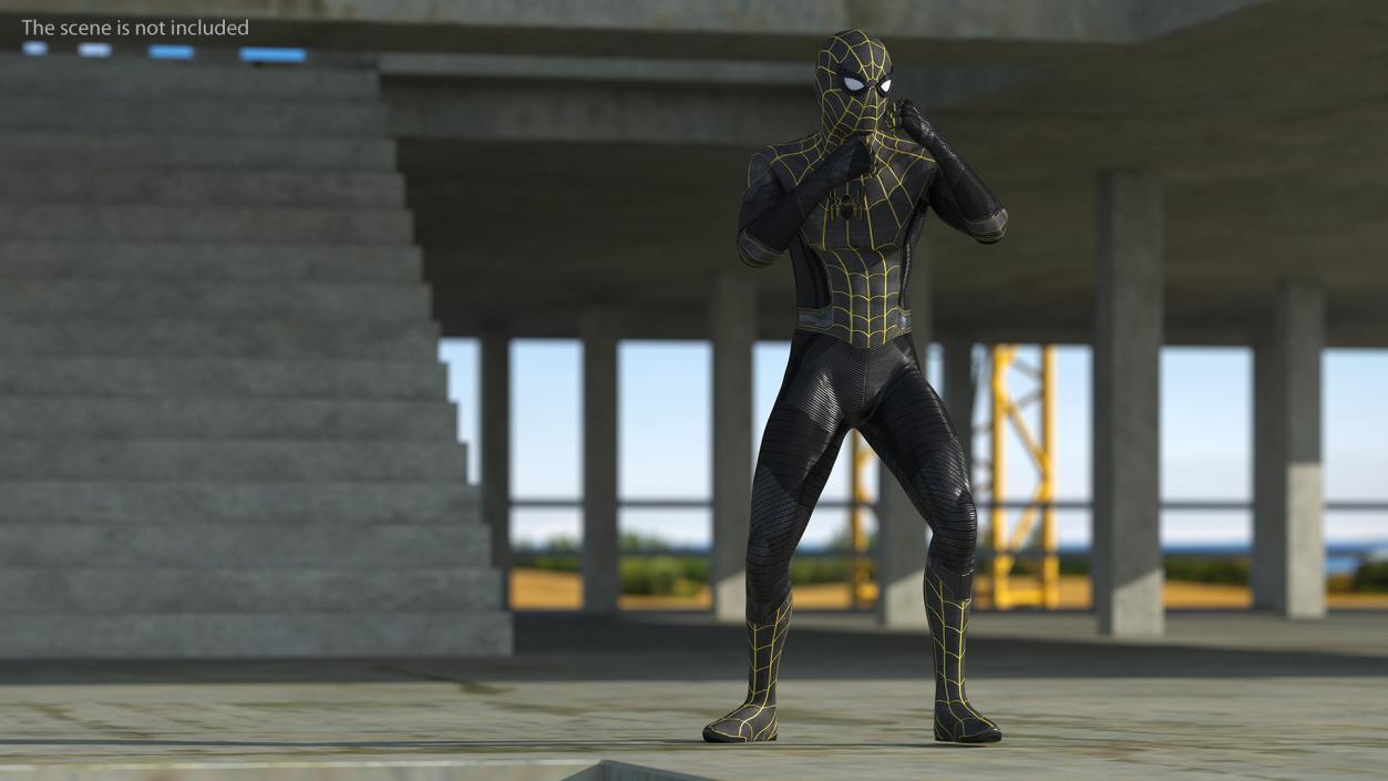 3D Spiderman Black Suit Rigged for Cinema 4D