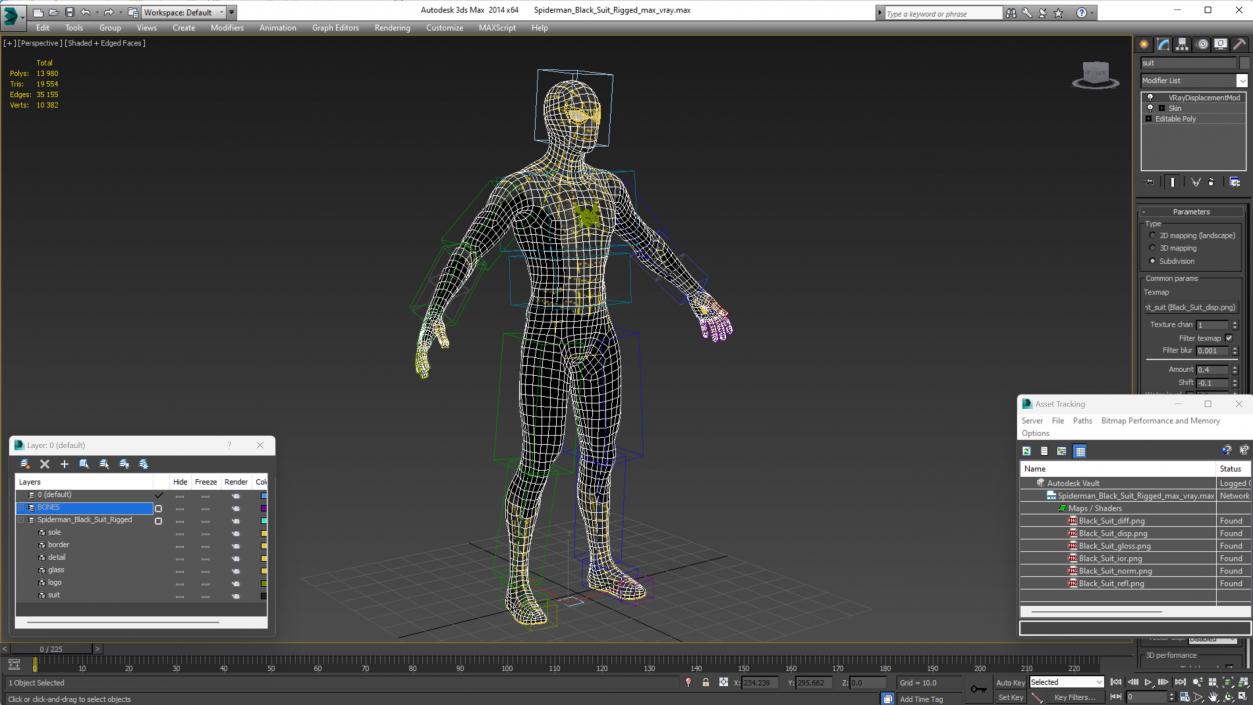 3D Spiderman Black Suit Rigged for Maya