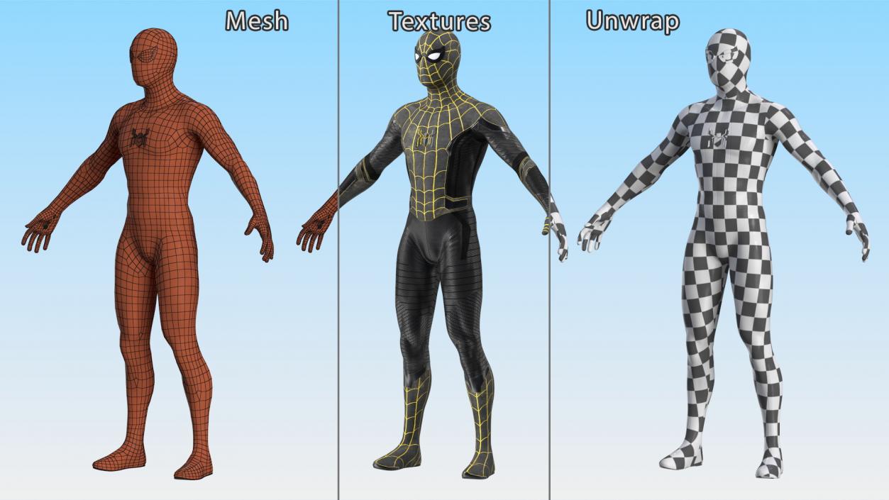 3D Spiderman Black Suit Rigged for Maya