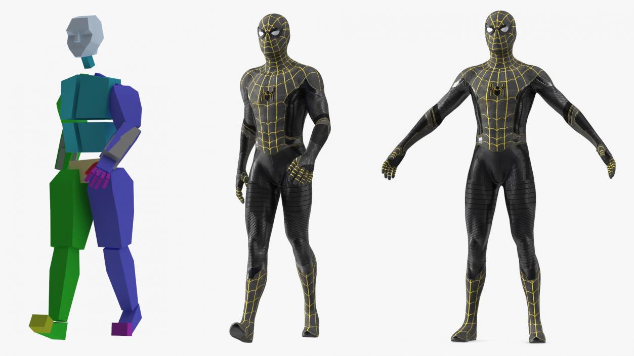 3D Spiderman Black Suit Rigged for Maya