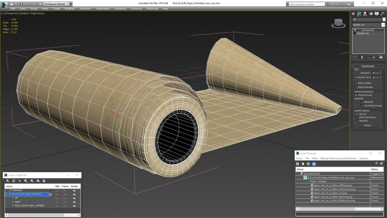 3D Roll of Kraft Paper Unfolded model