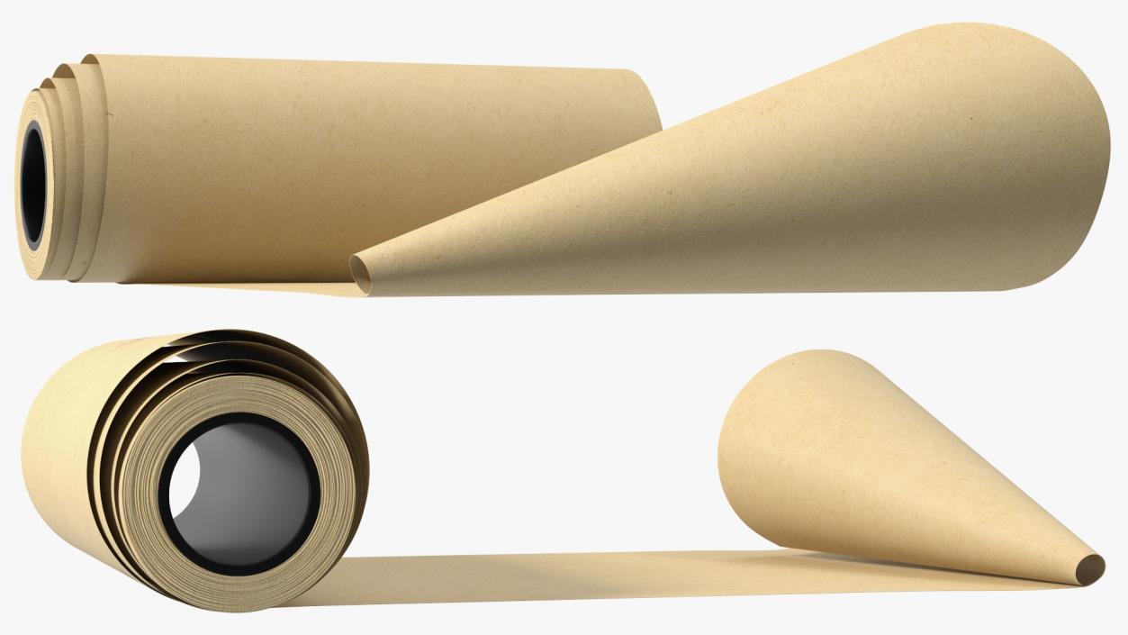 3D Roll of Kraft Paper Unfolded model