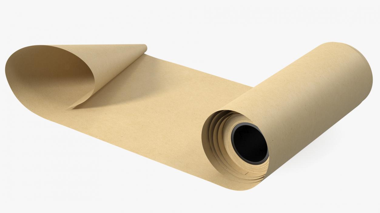 3D Roll of Kraft Paper Unfolded model