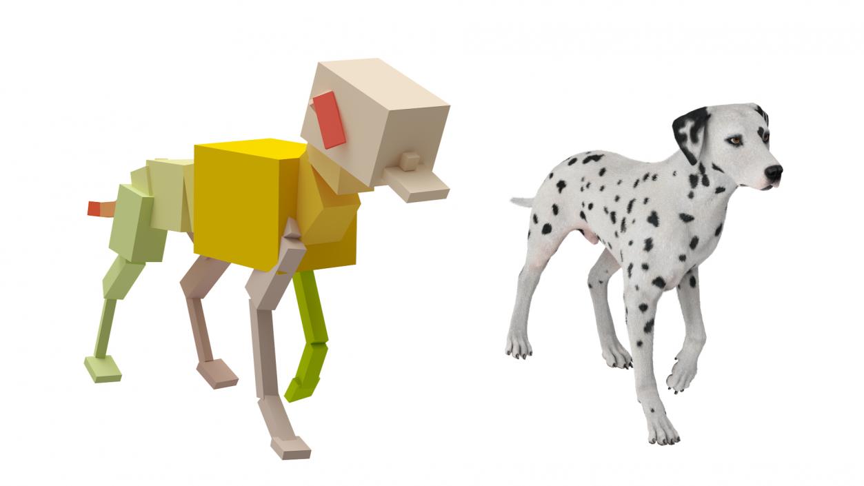 3D Dalmatian Dog Fur Animated Rigged model