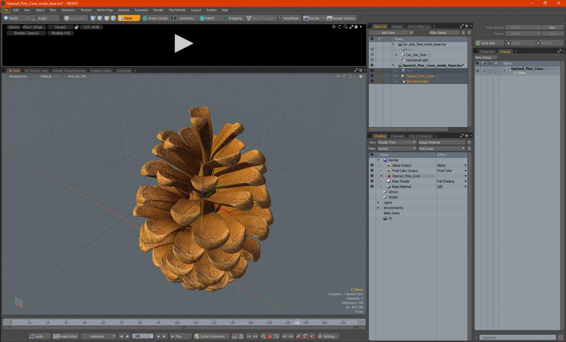 3D Opened Pine Cone