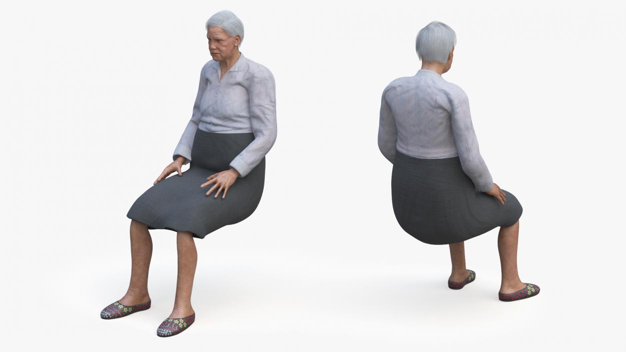 3D Older Woman Rigged model