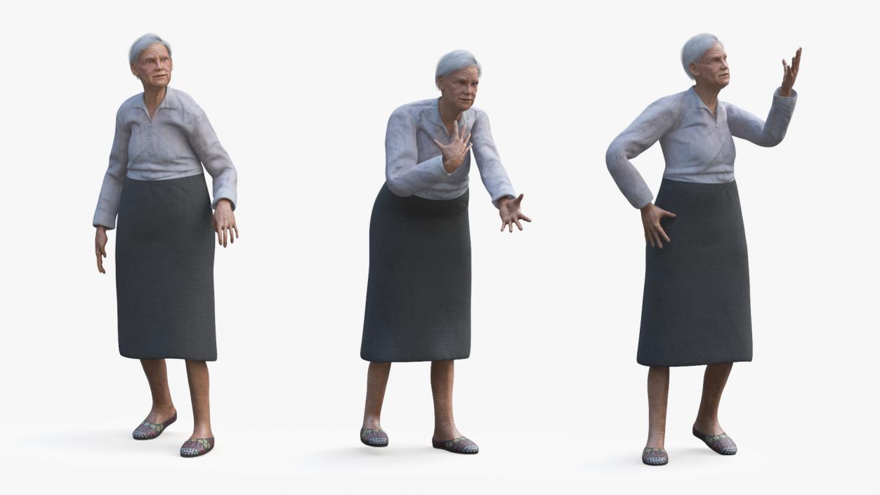 3D Older Woman Rigged model