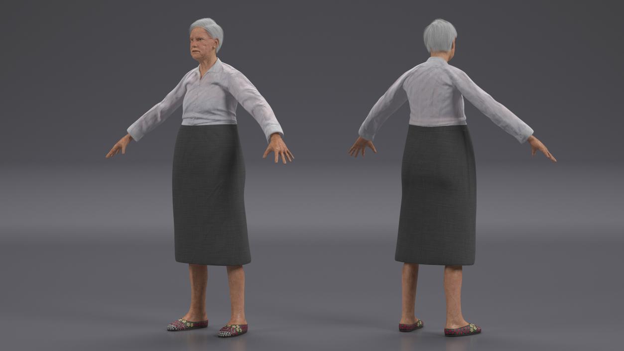 3D Older Woman Rigged model