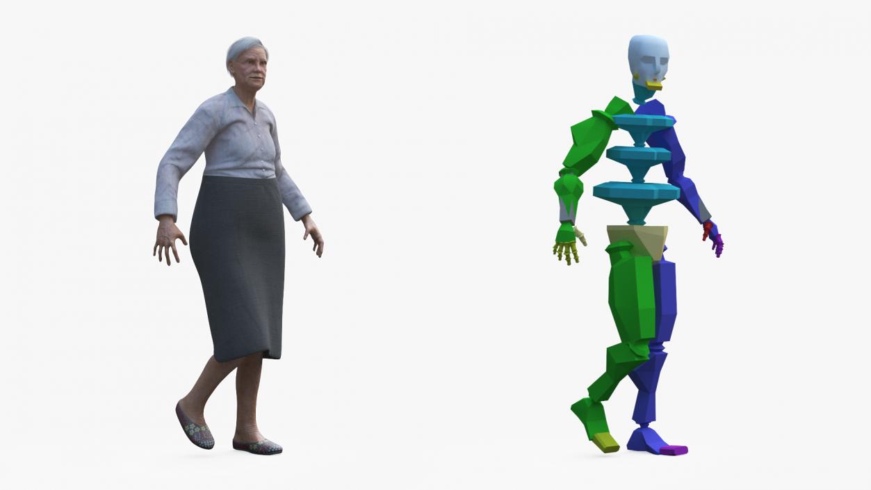 3D Older Woman Rigged model