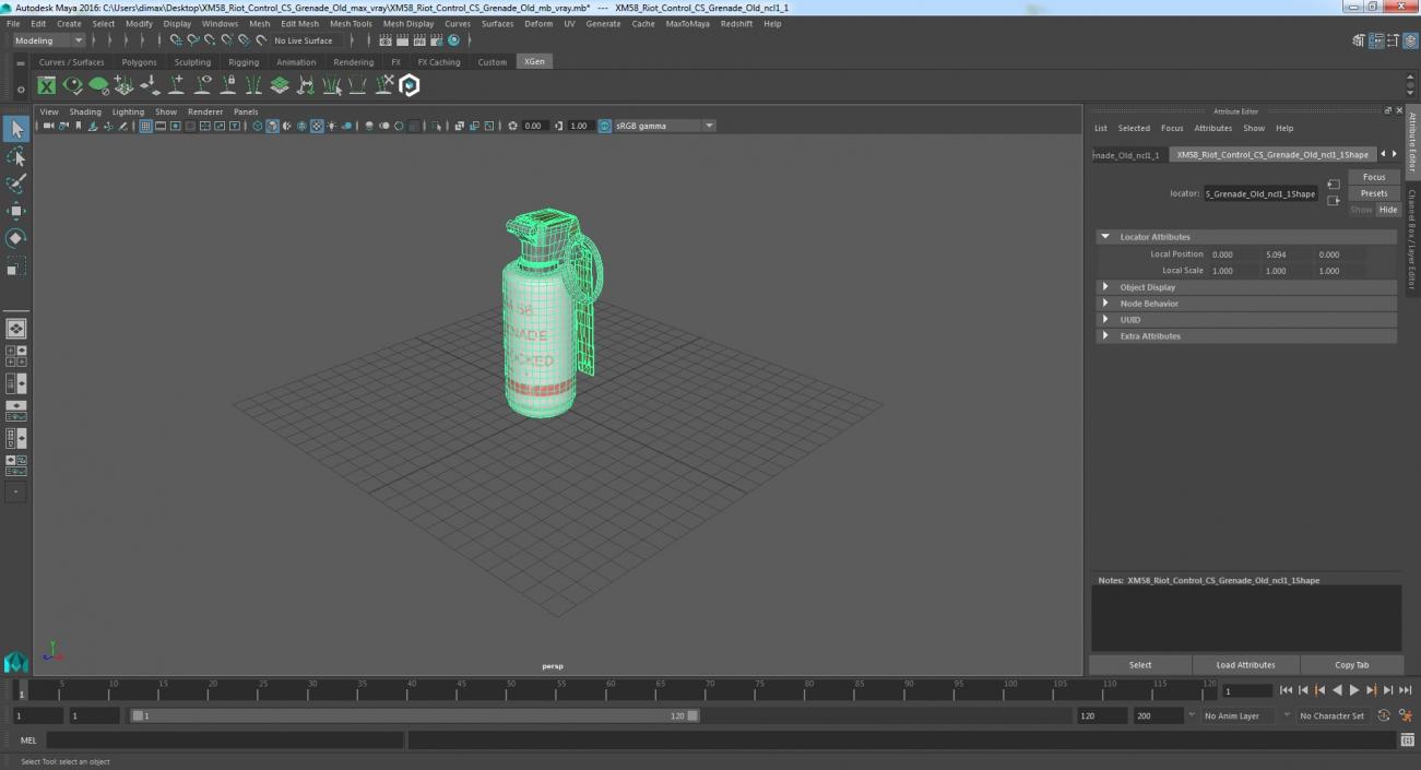 XM58 Riot Control CS Grenade Old 3D