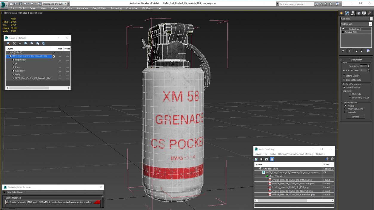 XM58 Riot Control CS Grenade Old 3D