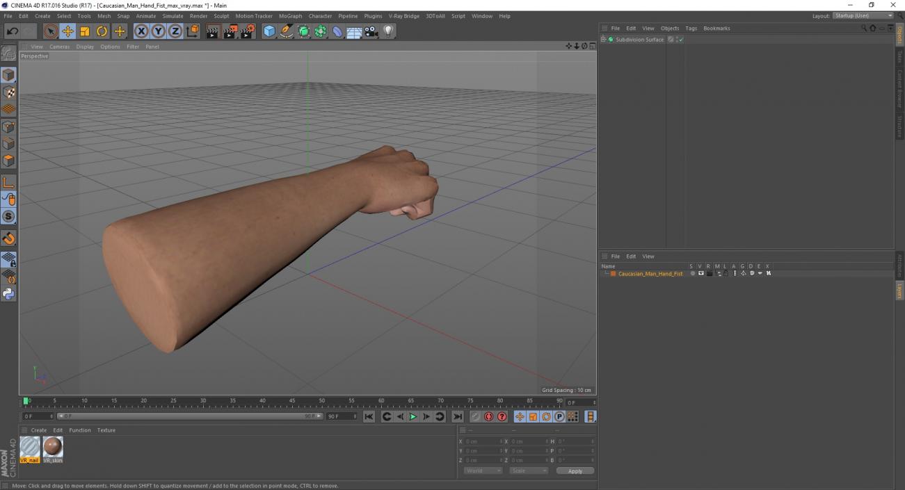 3D Caucasian Man Hand Fist model