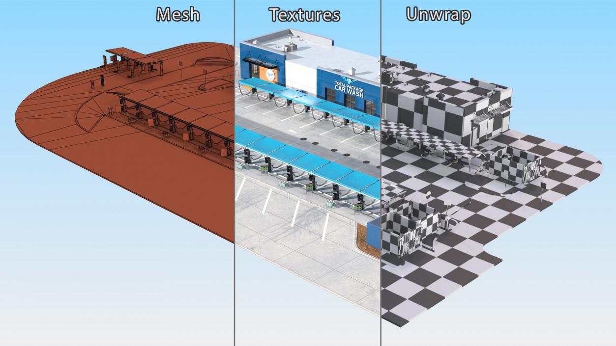 3D Total Package Car Wash Building