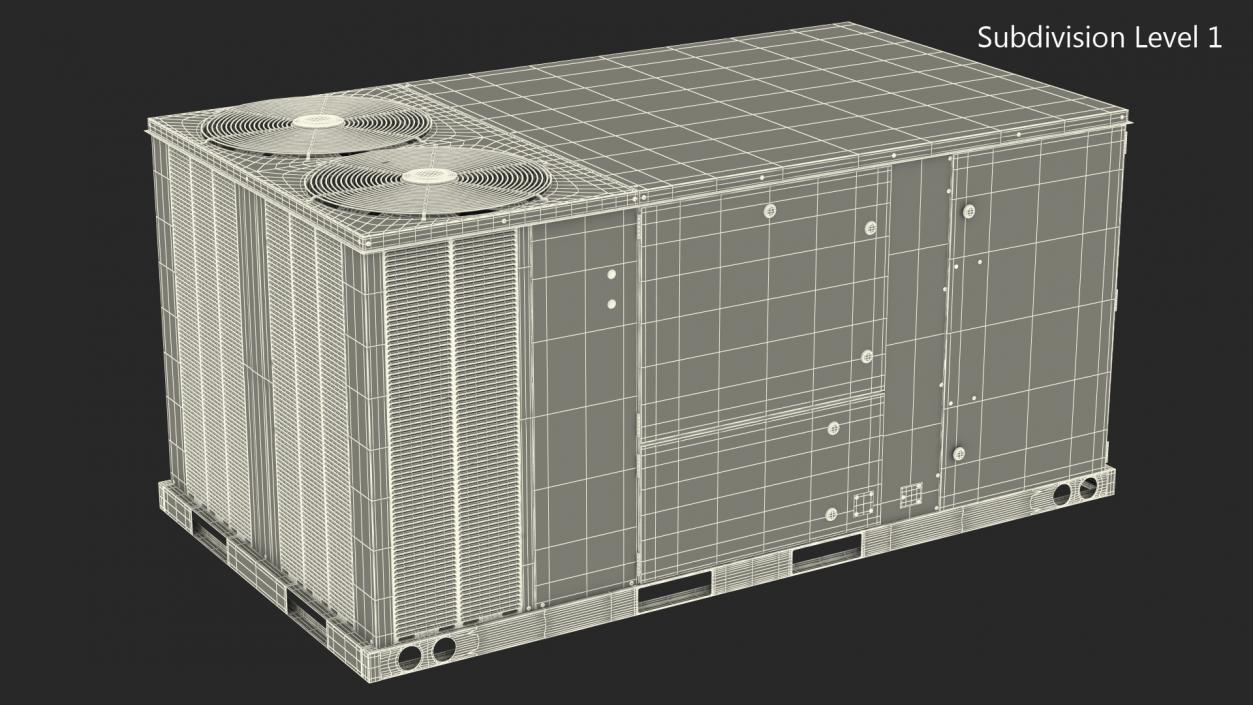 3D model 2 Vents Rooftop Air Conditioning System Ruste