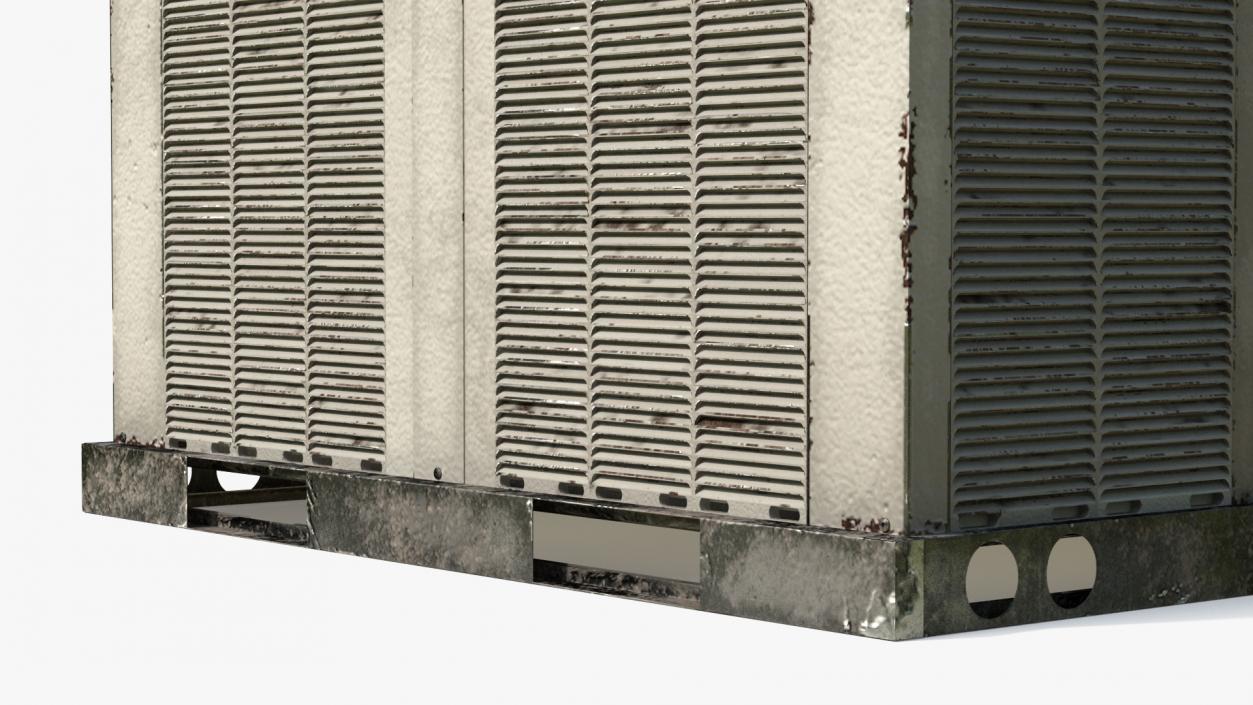 3D model 2 Vents Rooftop Air Conditioning System Ruste