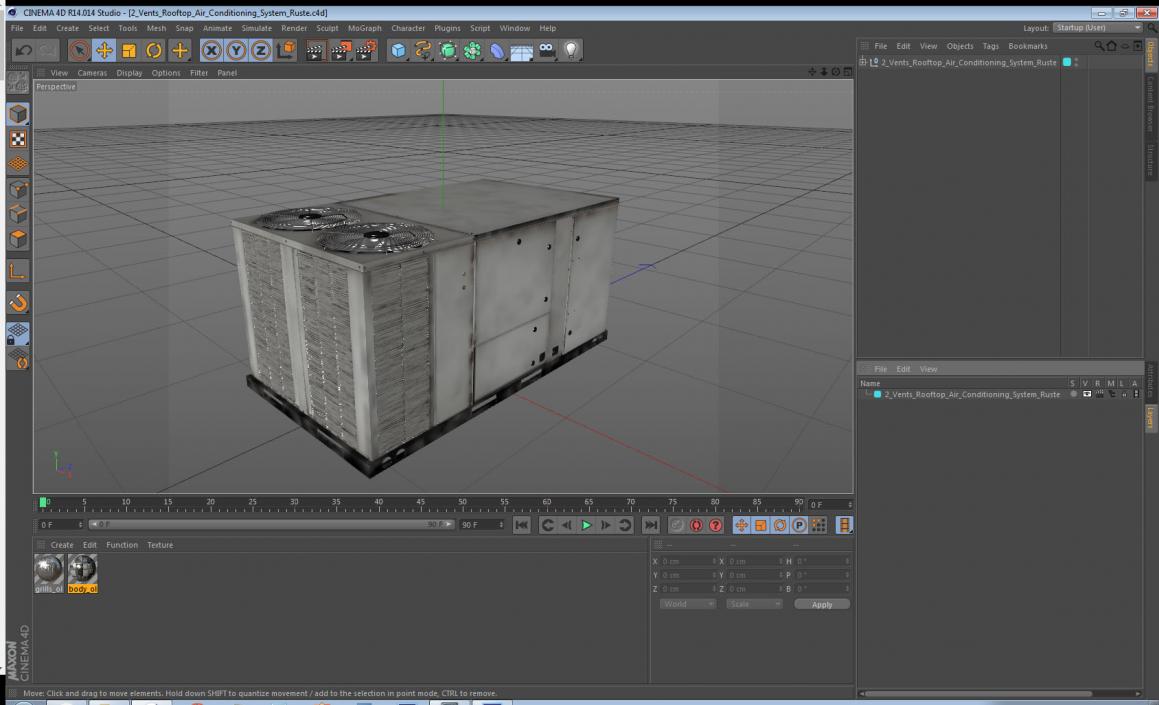 3D model 2 Vents Rooftop Air Conditioning System Ruste
