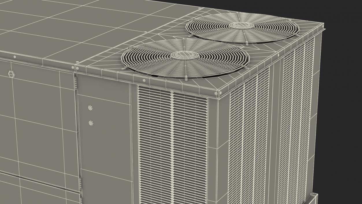 3D model 2 Vents Rooftop Air Conditioning System Ruste