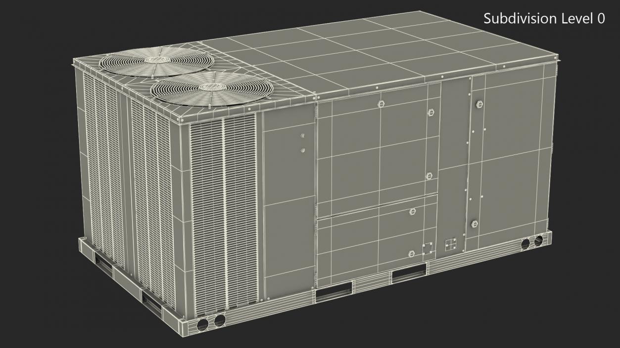 3D model 2 Vents Rooftop Air Conditioning System Ruste