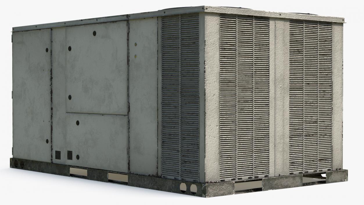 3D model 2 Vents Rooftop Air Conditioning System Ruste