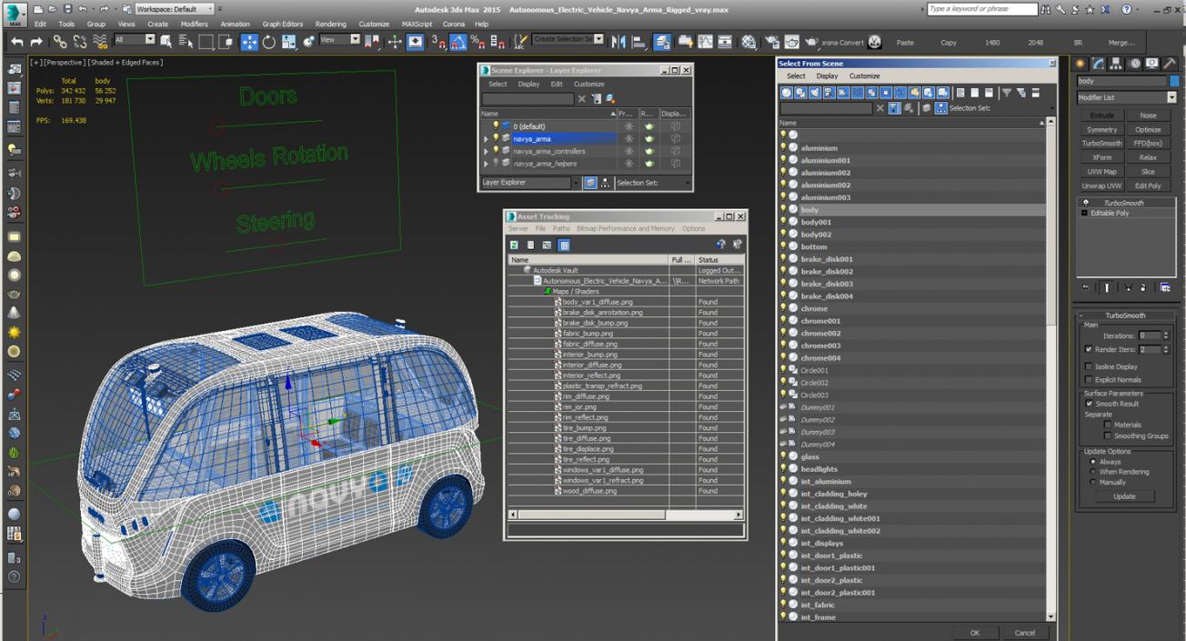 3D model Autonomous Electric Vehicle Navya Arma Rigged