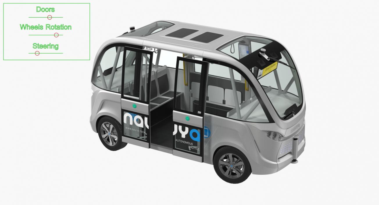 3D model Autonomous Electric Vehicle Navya Arma Rigged