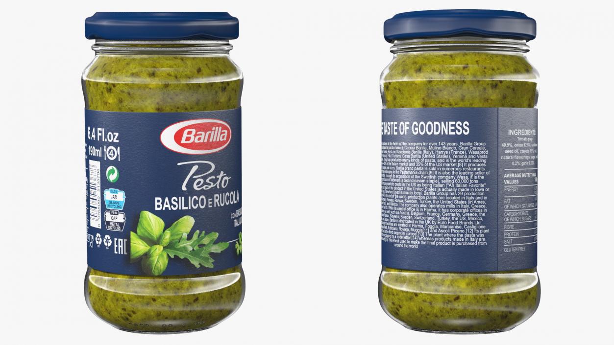 3D model Barilla Pesto Basilico Rucola 190 g