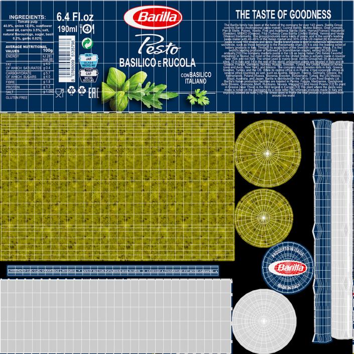 3D model Barilla Pesto Basilico Rucola 190 g