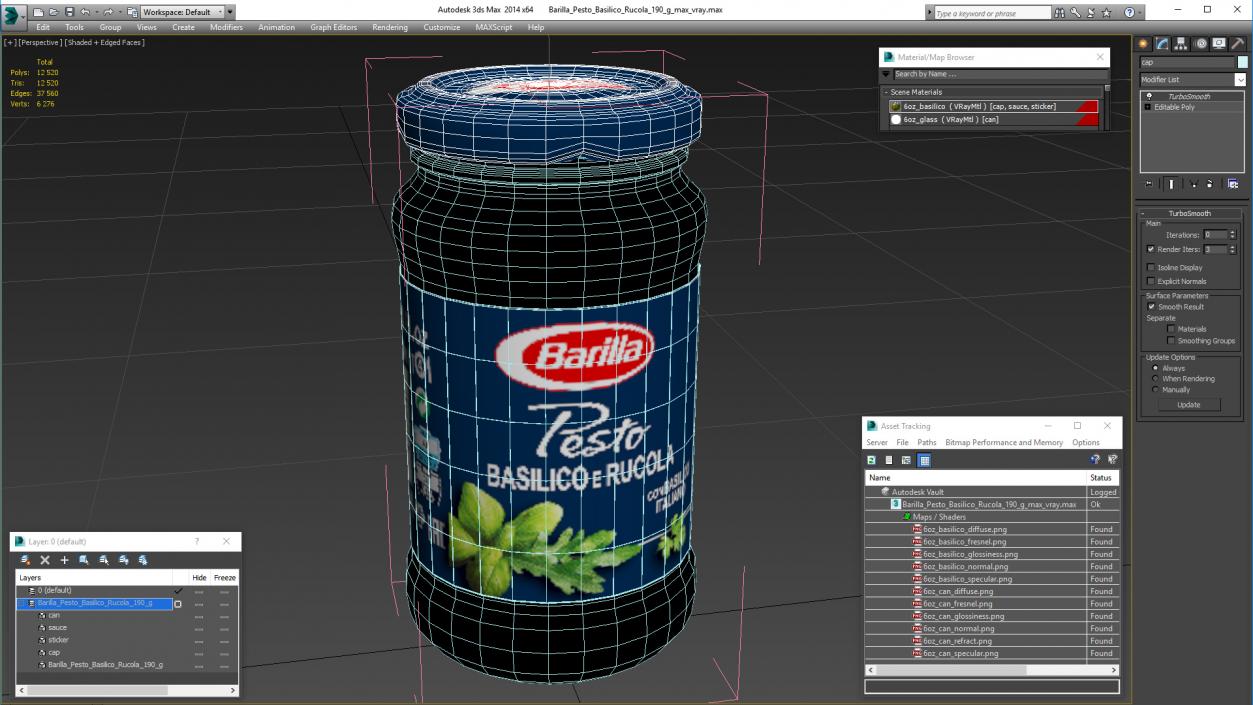 3D model Barilla Pesto Basilico Rucola 190 g