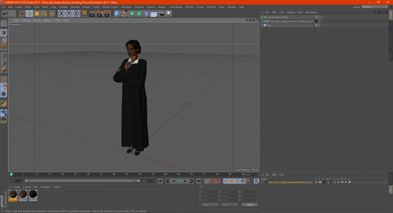 3D model Dark Skin Judge Woman Standing Pose