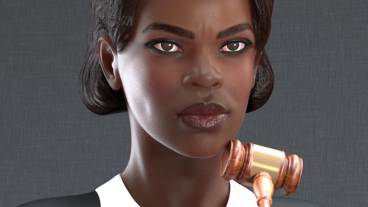 3D model Dark Skin Judge Woman Standing Pose