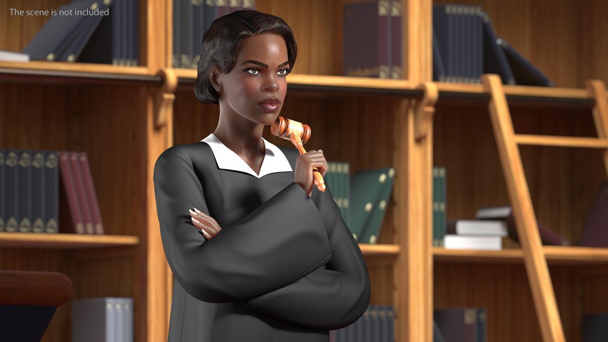 3D model Dark Skin Judge Woman Standing Pose