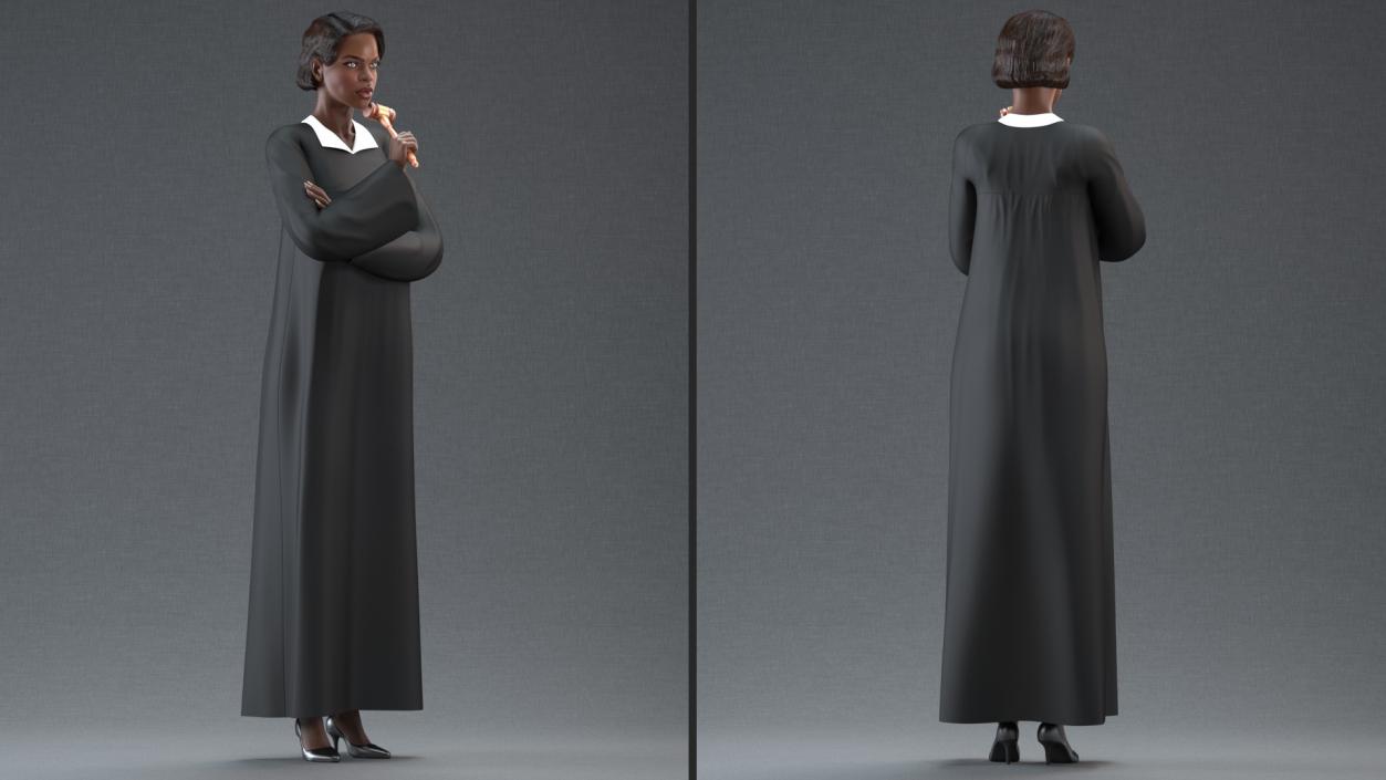 3D model Dark Skin Judge Woman Standing Pose