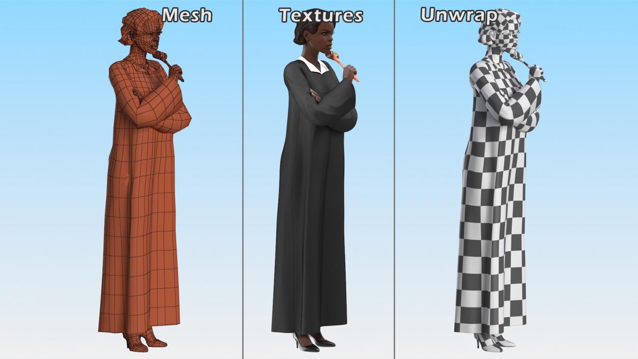 3D model Dark Skin Judge Woman Standing Pose