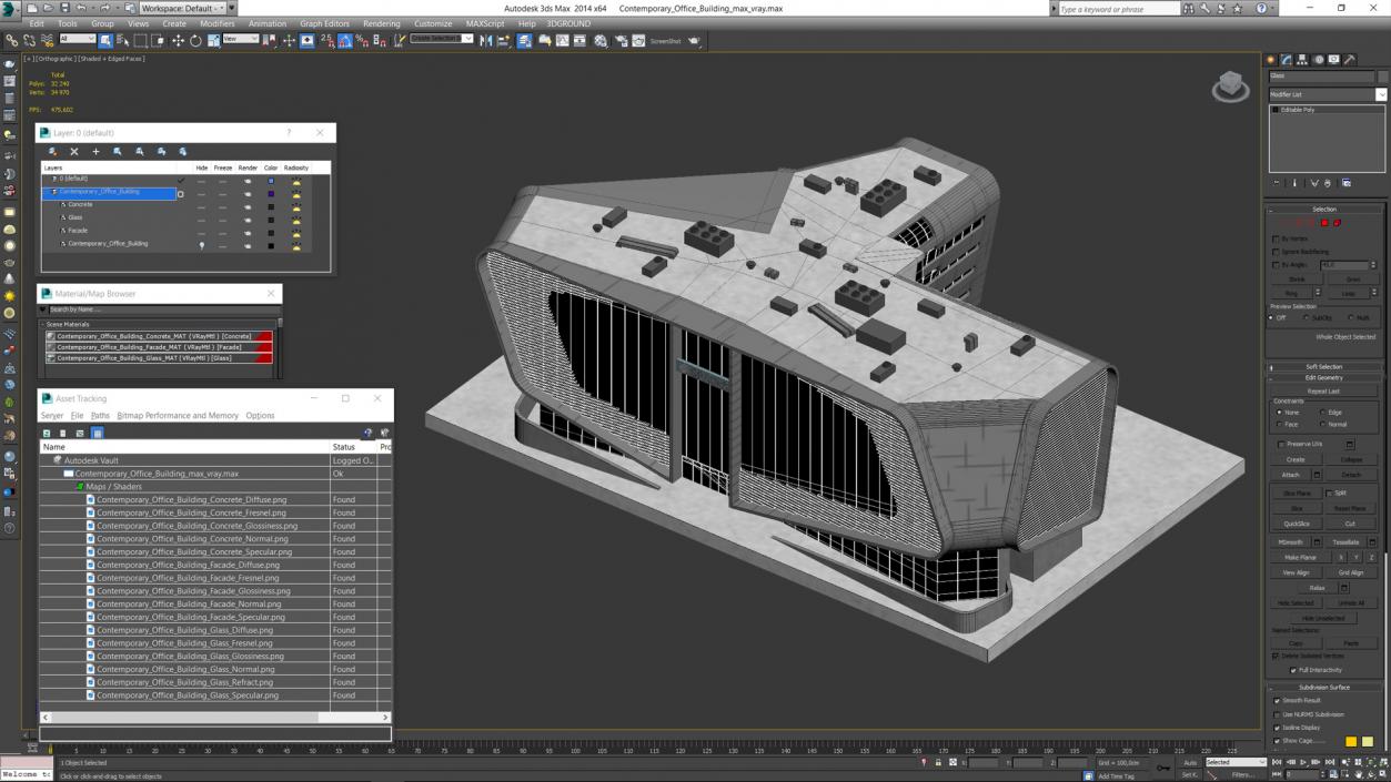 3D Contemporary Office Building model