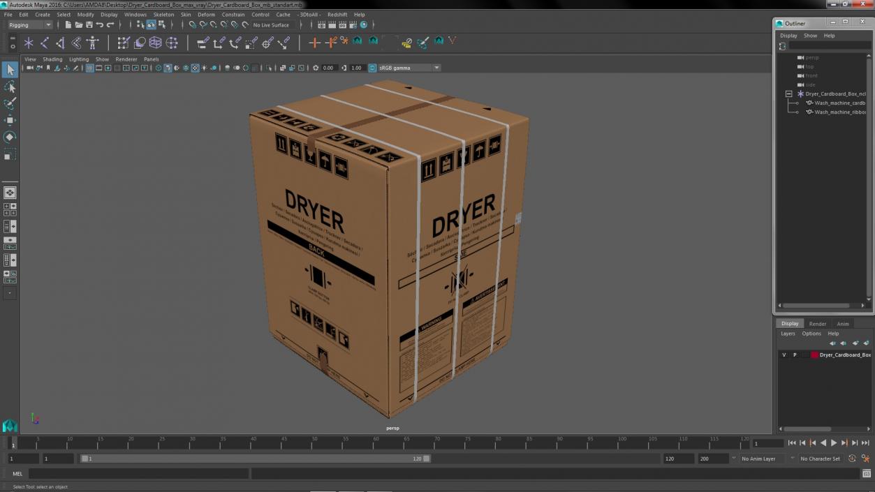 Dryer Cardboard Box 3D model