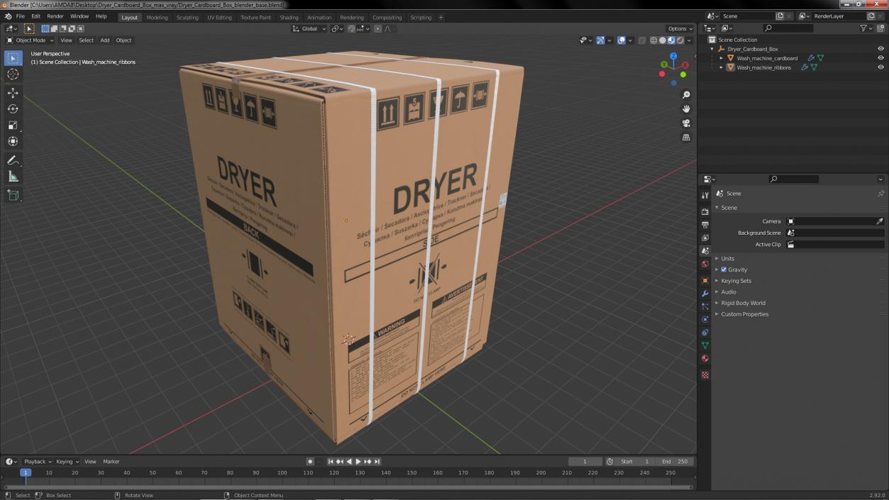 Dryer Cardboard Box 3D model