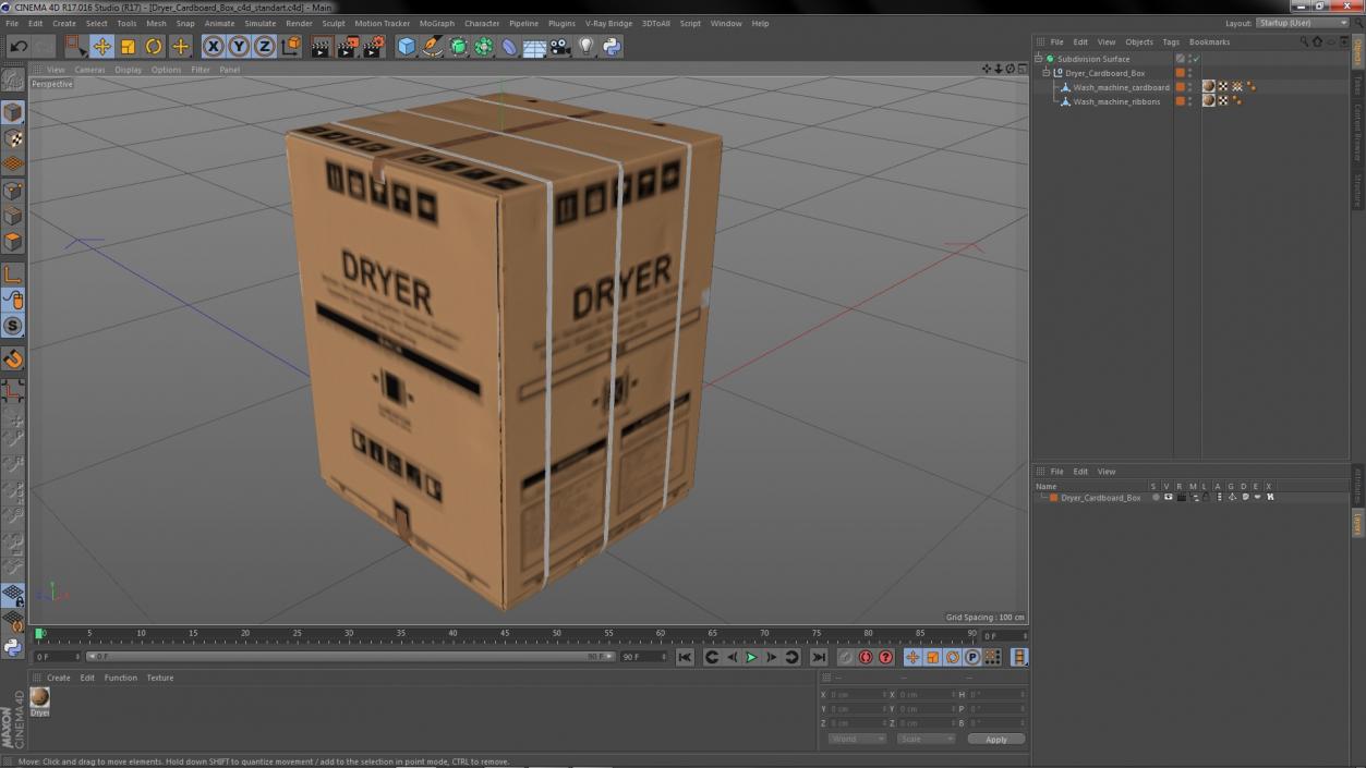 Dryer Cardboard Box 3D model