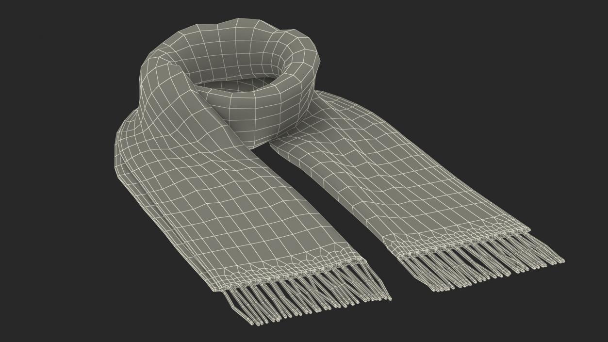 Rolled Fringed Beige Check Scarf 3D