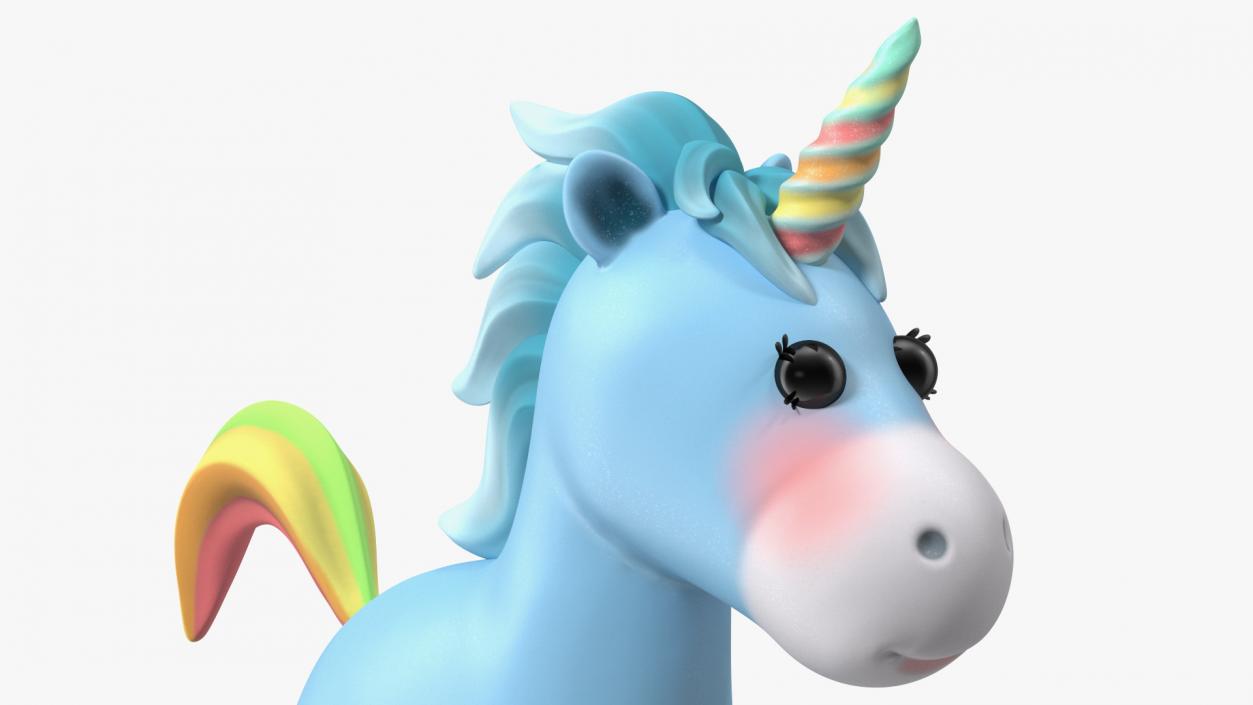 Blue Cartoon Unicorn Rigged 3D