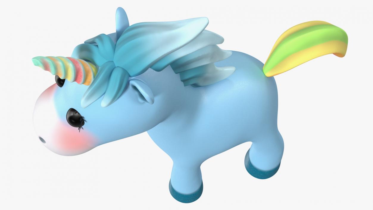 Blue Cartoon Unicorn Rigged 3D