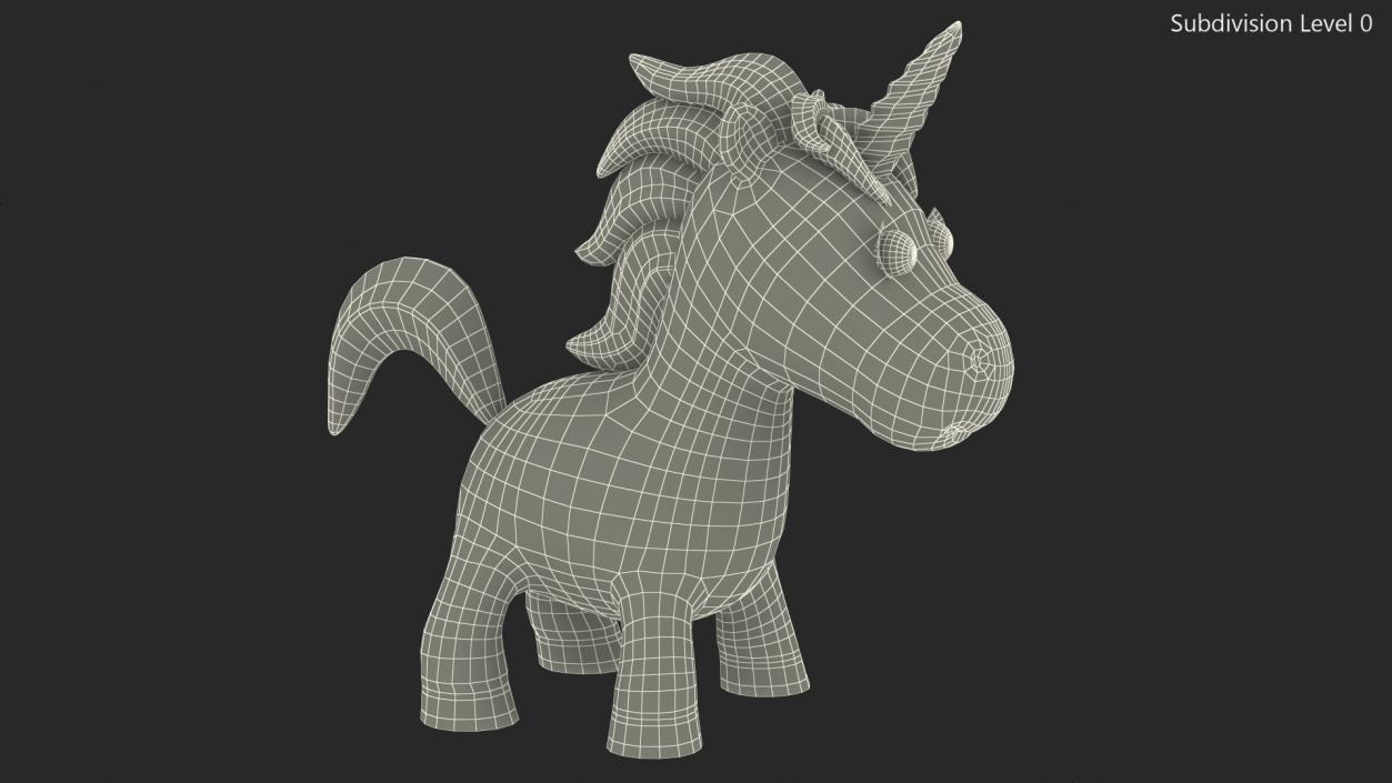 Blue Cartoon Unicorn Rigged 3D