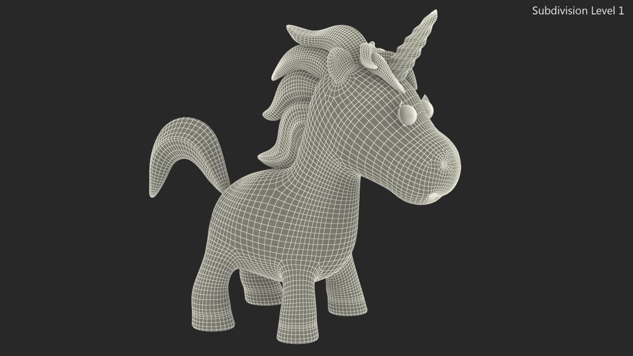 Blue Cartoon Unicorn Rigged 3D