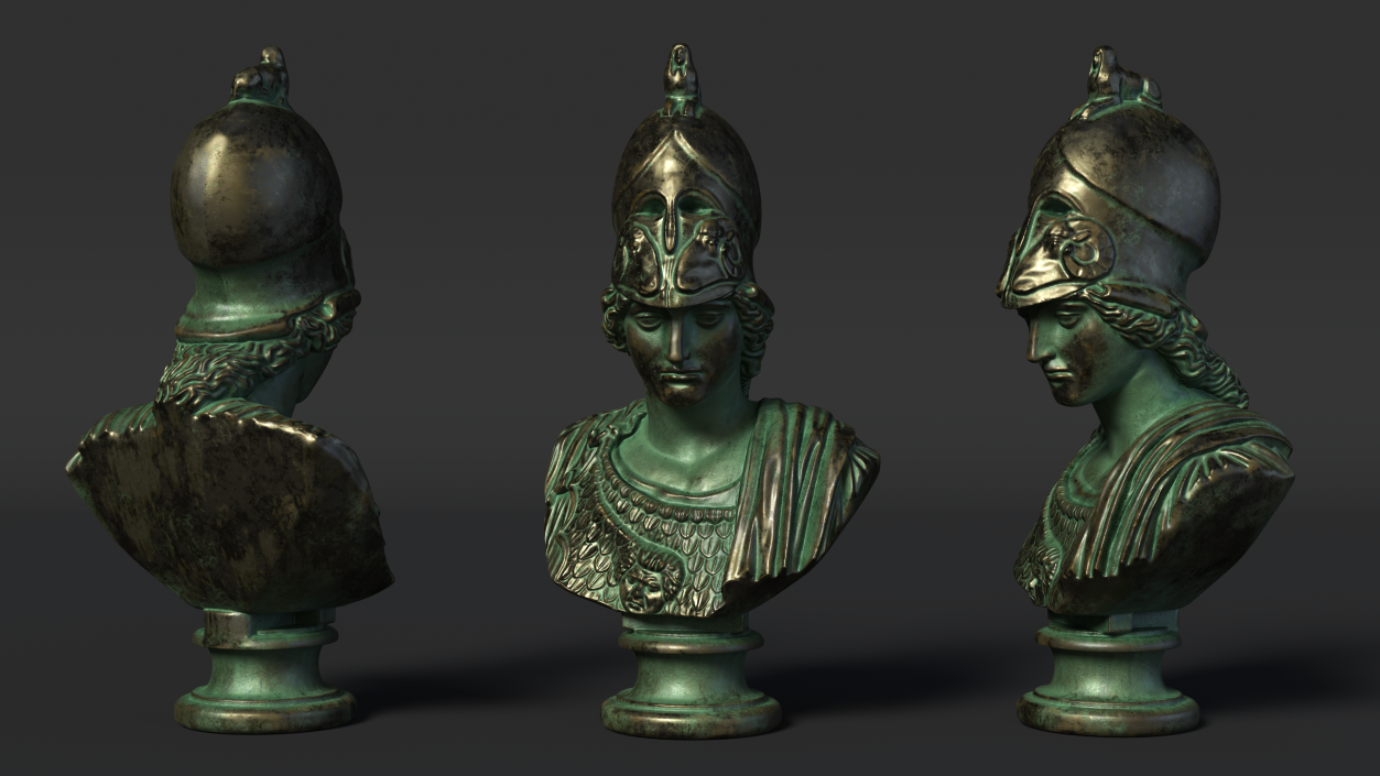 3D model Bust Goddess Athena Bronze Old