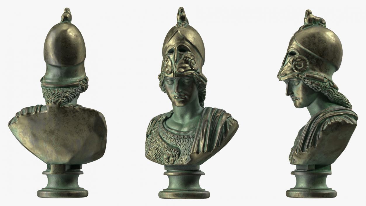 3D model Bust Goddess Athena Bronze Old