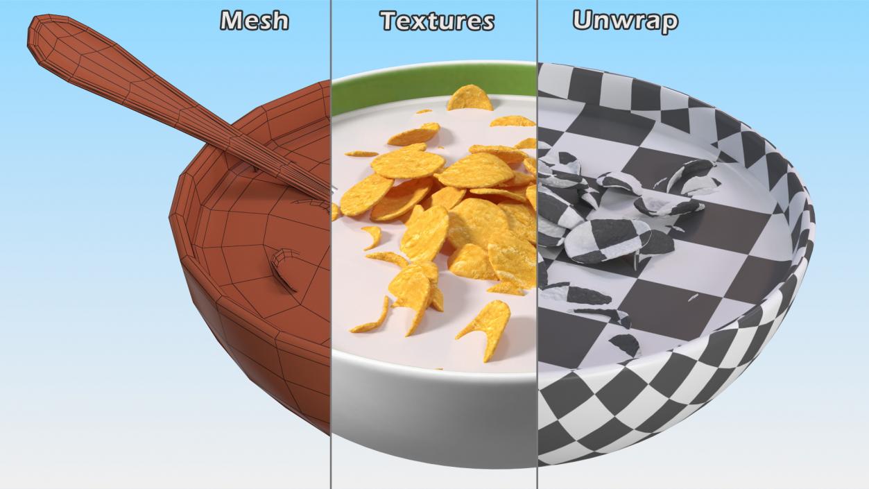 3D Breakfast Cereals with Milk Collection model