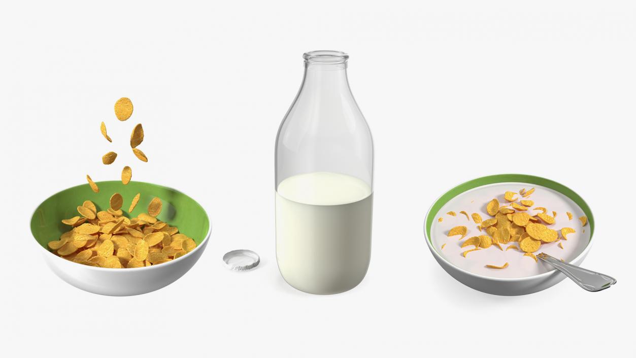 3D Breakfast Cereals with Milk Collection model