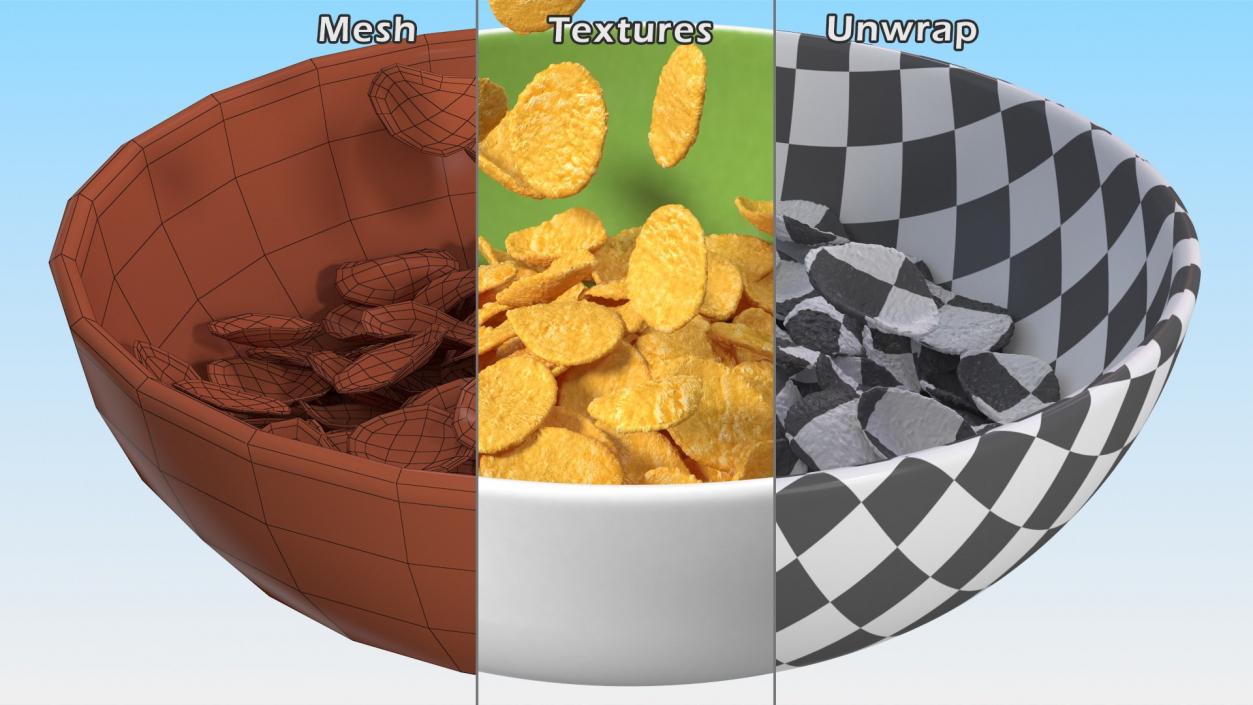 3D Breakfast Cereals with Milk Collection model