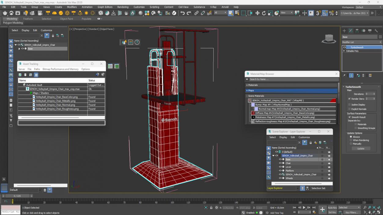 SENOH Volleyball Umpire Chair 3D model