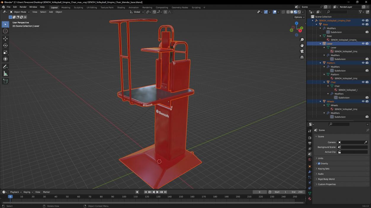 SENOH Volleyball Umpire Chair 3D model